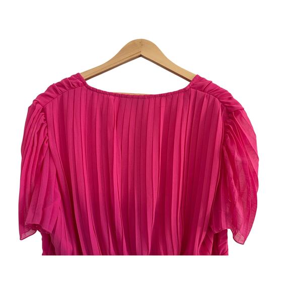 ASOS DESIGN Curve Pleated Bodice Flutter Sleeve Midi Dress Hot Pink Size 16 - Picture 9 of 16